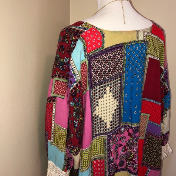 Entro Multi Collage Kimono w/Tassels,Size-Large - Picture 3 of 8